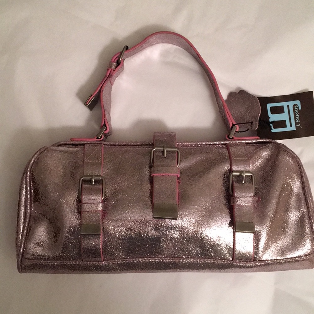 NWT Pink Metallic Leather Bag